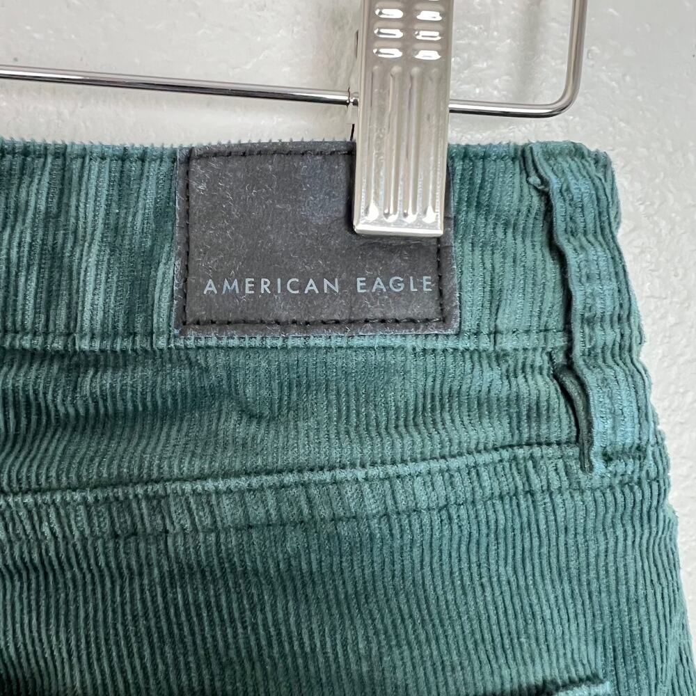American Eagle Women's Size 2 Corduroy Mom Straight Jeans Teal Green Stretch - Picture 10 of 11